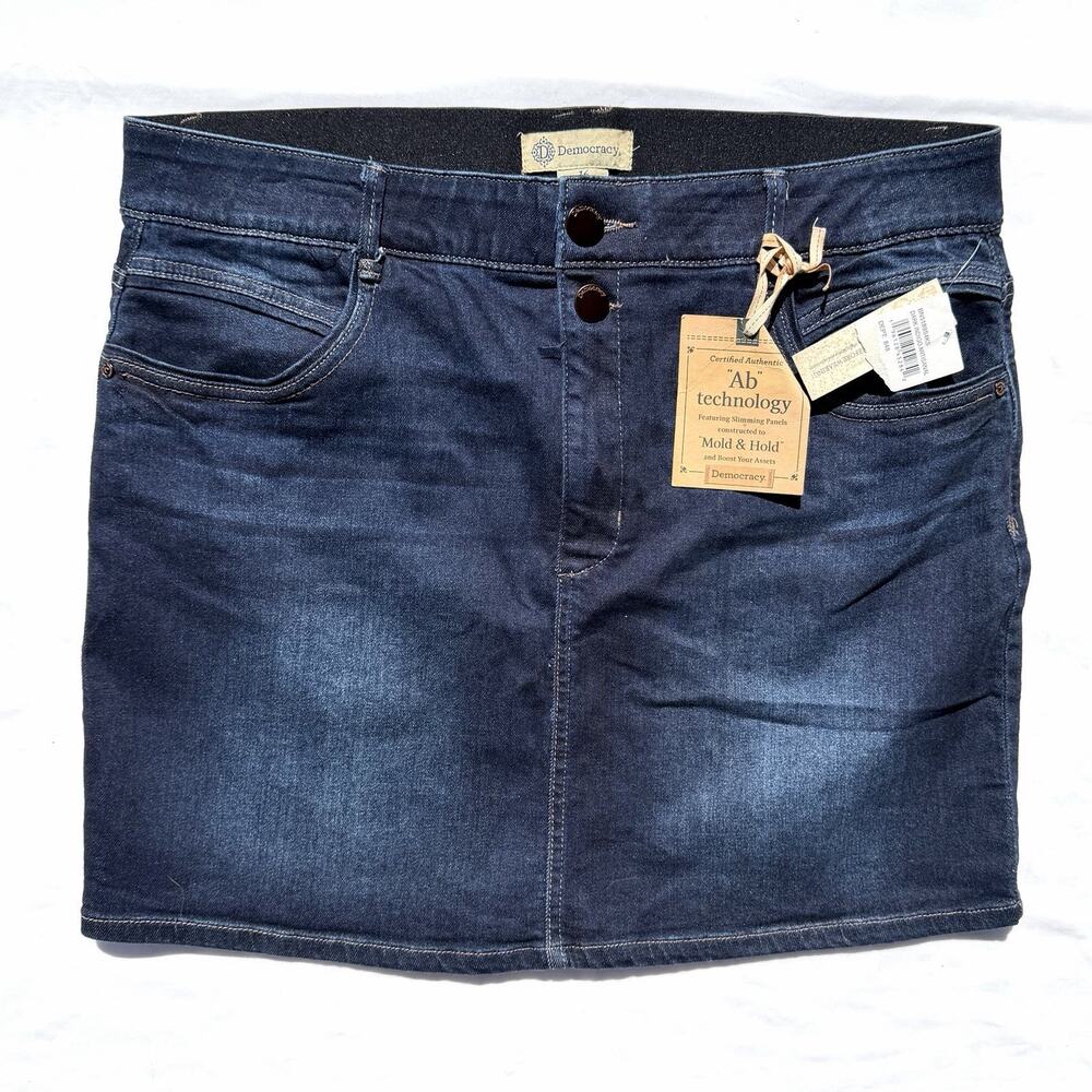 Democracy Ab Technology Blue Jean Denim Skirt Womens 16 Dark Indigo